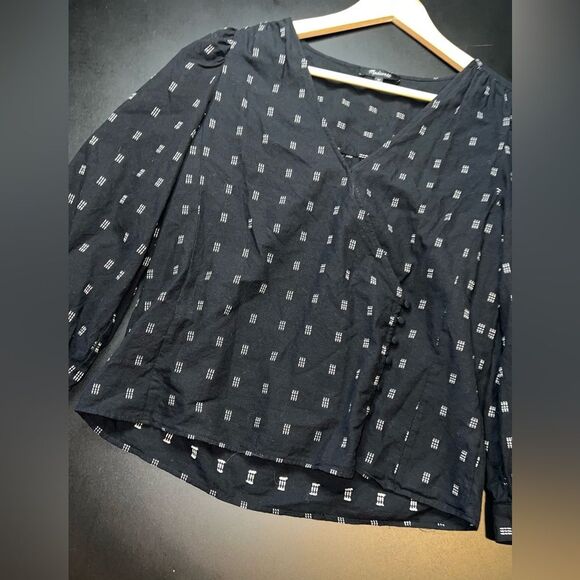 Madewell Kinston Side-Button Wrap Top in Textured Dobby Size XS EUC - Picture 6 of 12